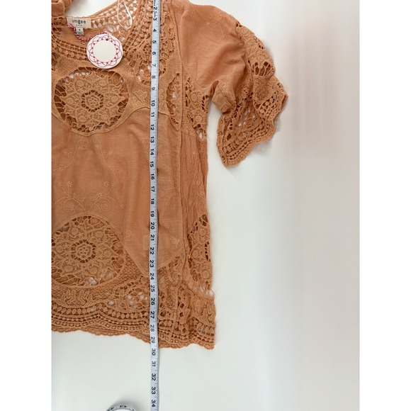 Umgee USA Womens Large Terracotta Crochet Lace Boho Top NWT Beach Resort Wear - Picture 5 of 7